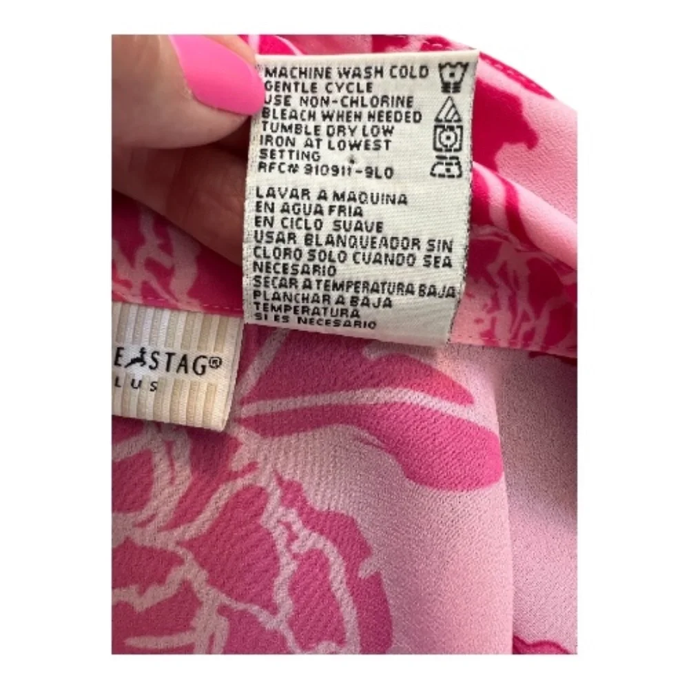 ππΈ EUC WHITE STAG PLUS Pink Tank & Floral Blouse Set | Sz 18W/20W - Picture 7 of 7